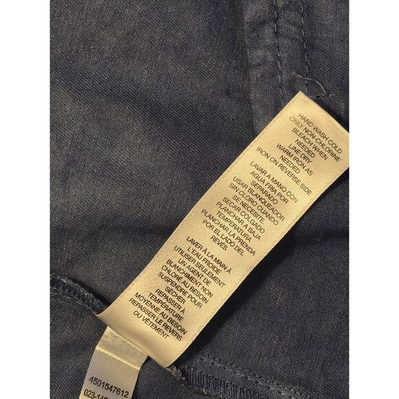 Chico's Foil‎ Print Open Front Jacket Size 2/L Blue to White Ombre Zip Pockets - Picture 10 of 10